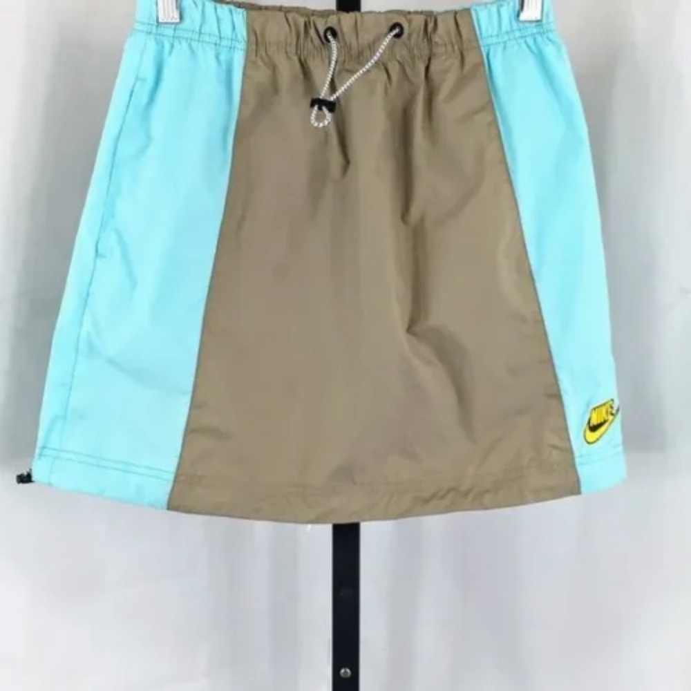Nike Icon Clash Skirt Sporty Brown Blue Nylon Colorblock Pockets Logo Sz XS